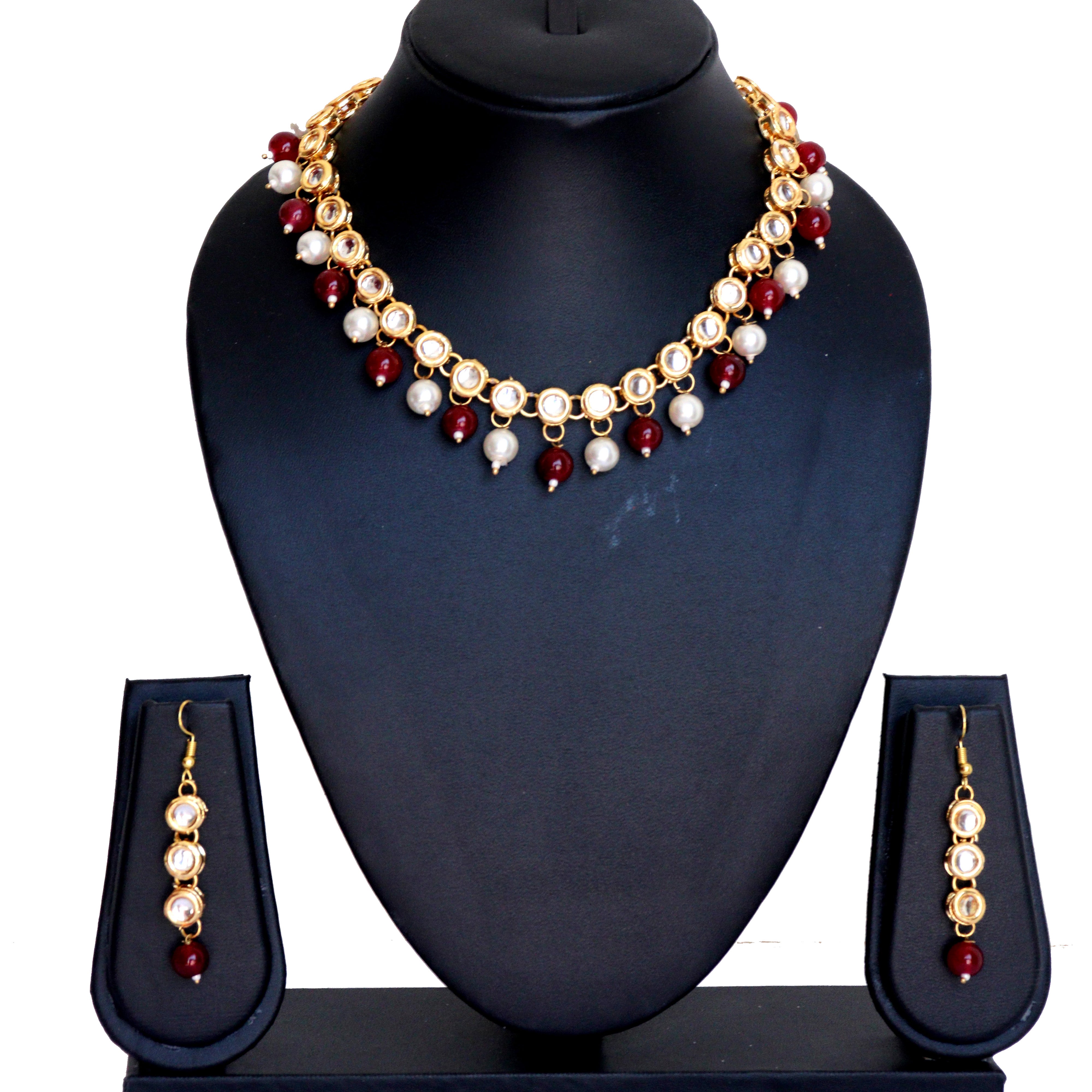 Beads Kundan Choker Necklace Set
