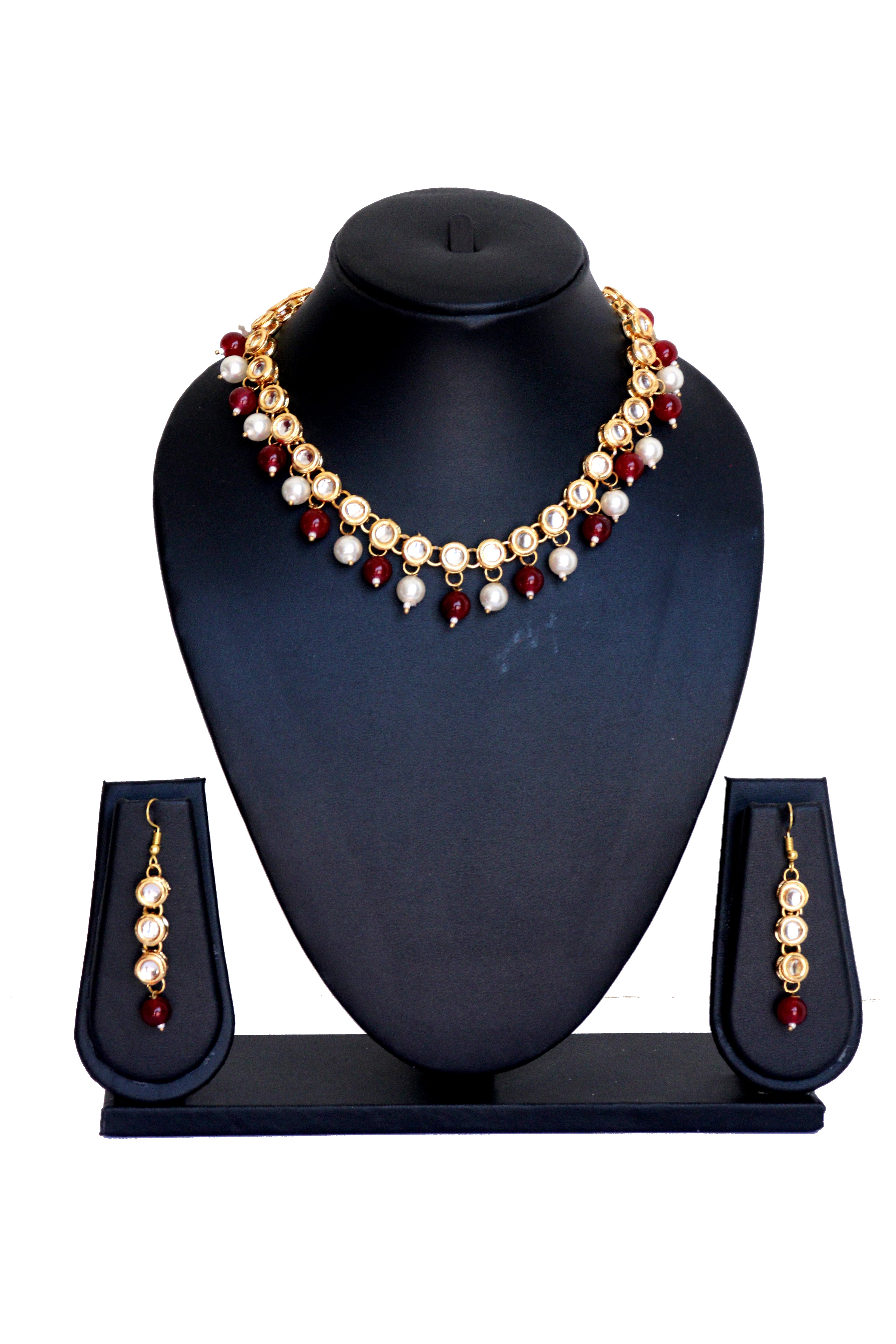 Beads Kundan Choker Necklace Set