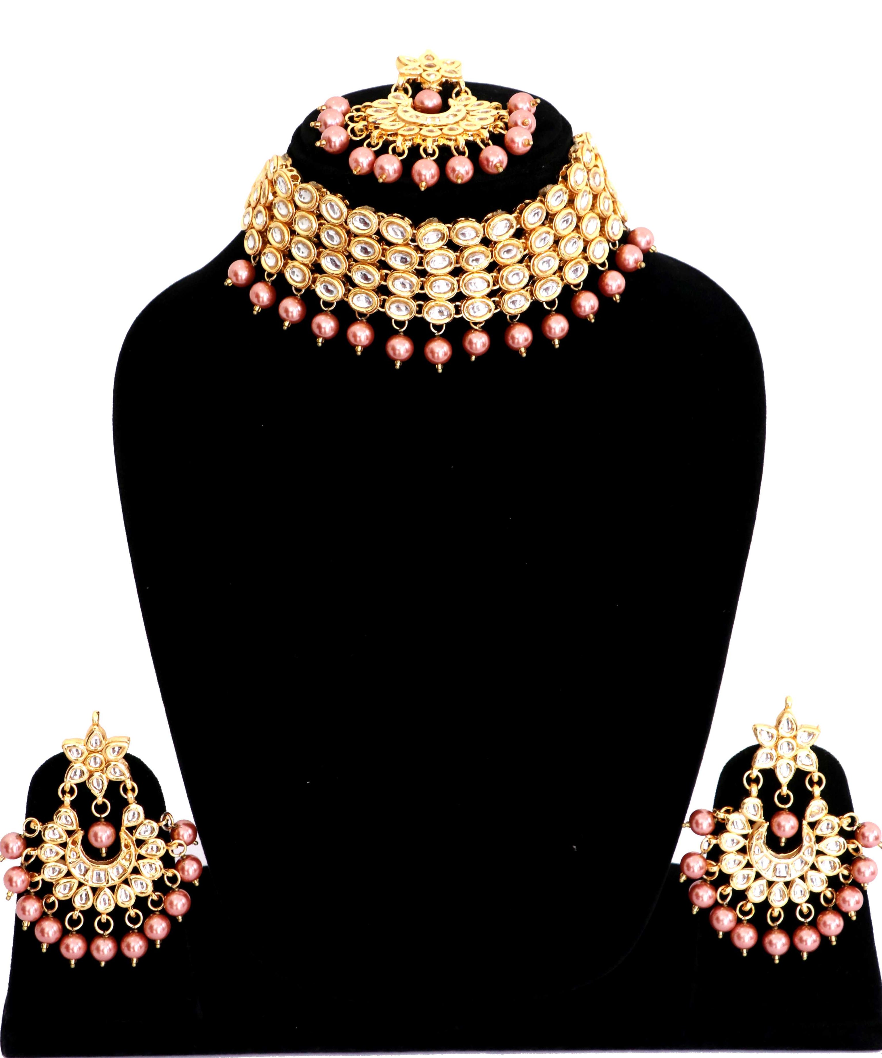 Kundan Necklace Set With Earring & Maang Tikka