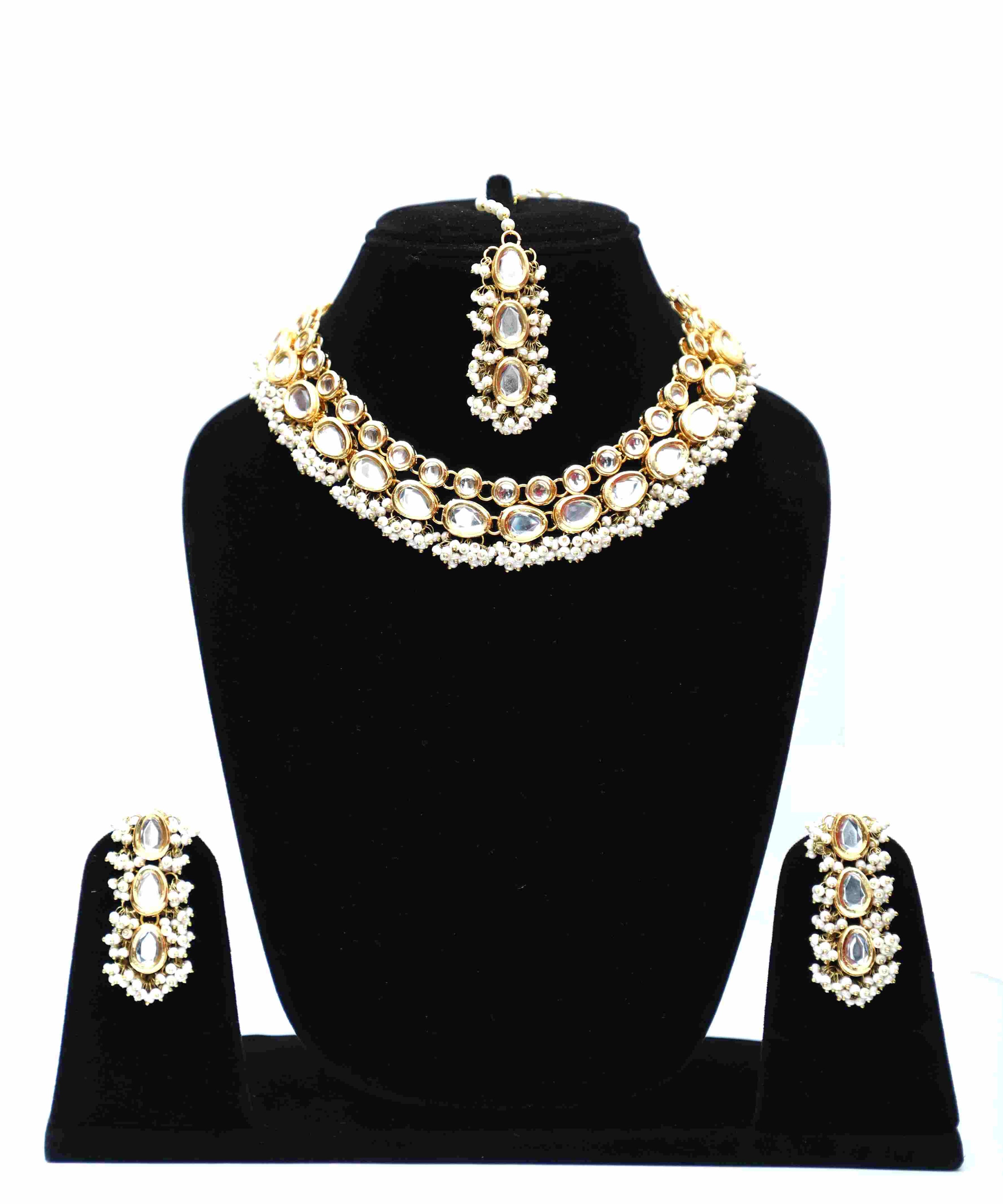 Kundan Choker Set with Cream Beads