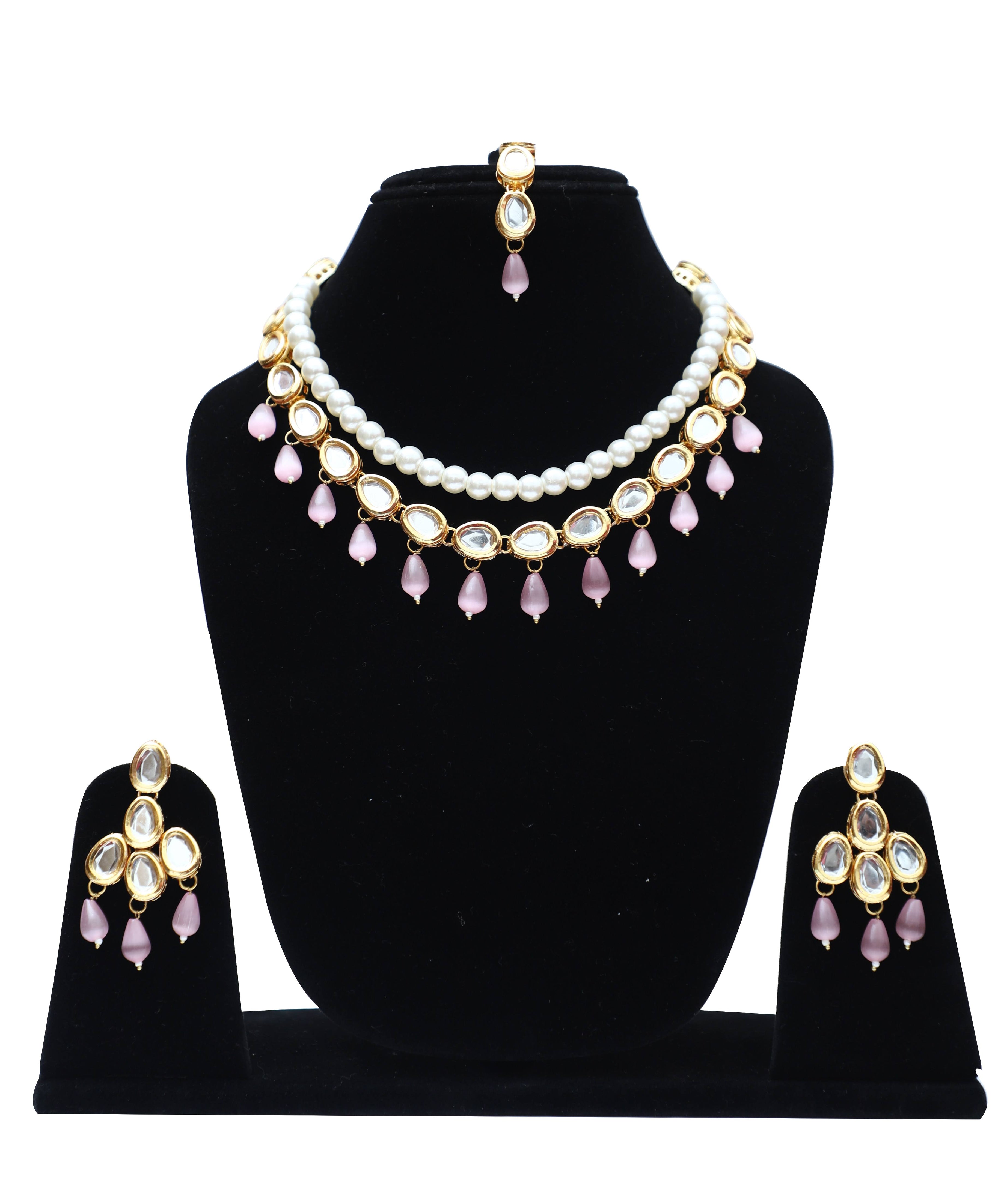 Kundan Necklace Set with Monalisa Stone