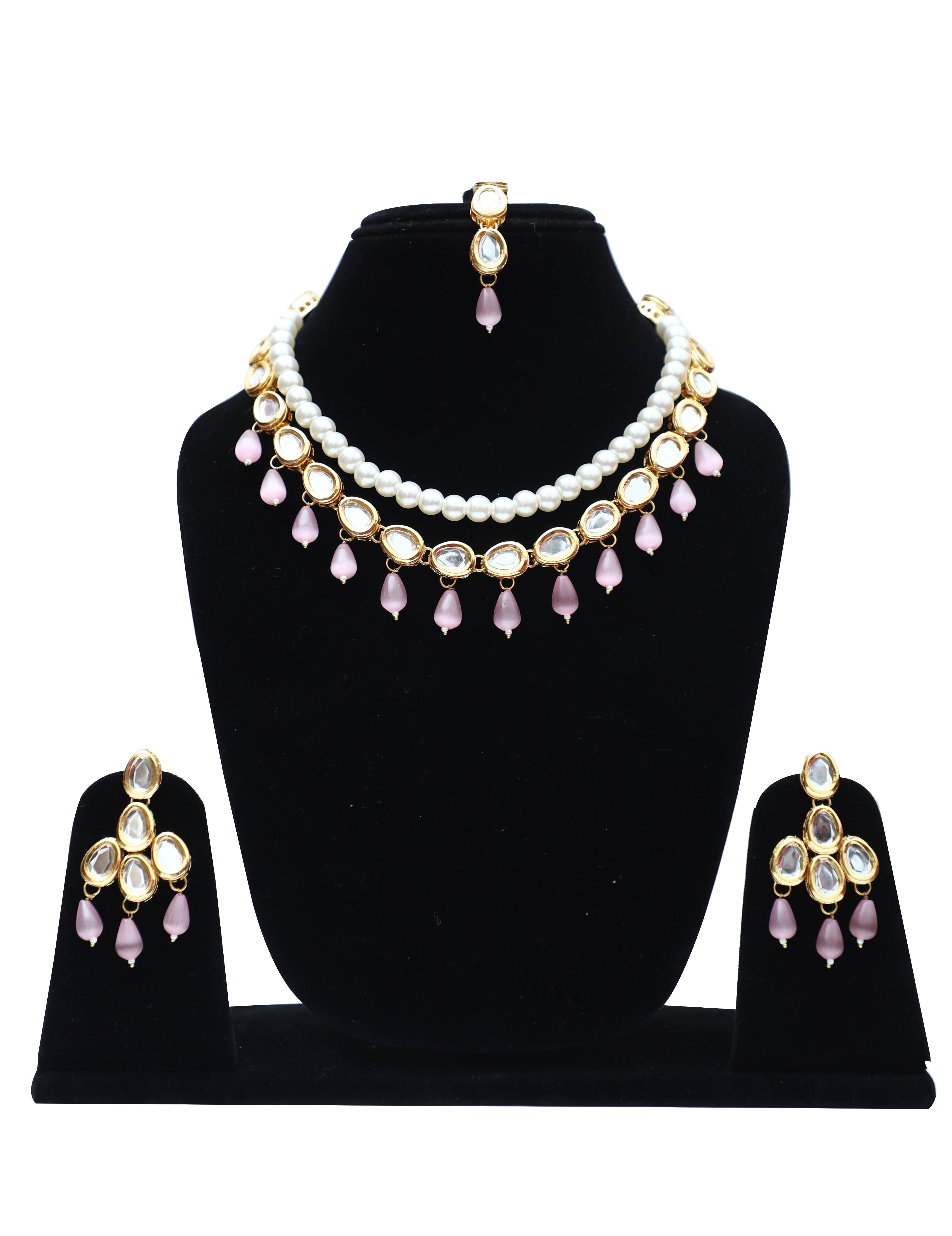 Kundan Necklace Set with Monalisa Stone