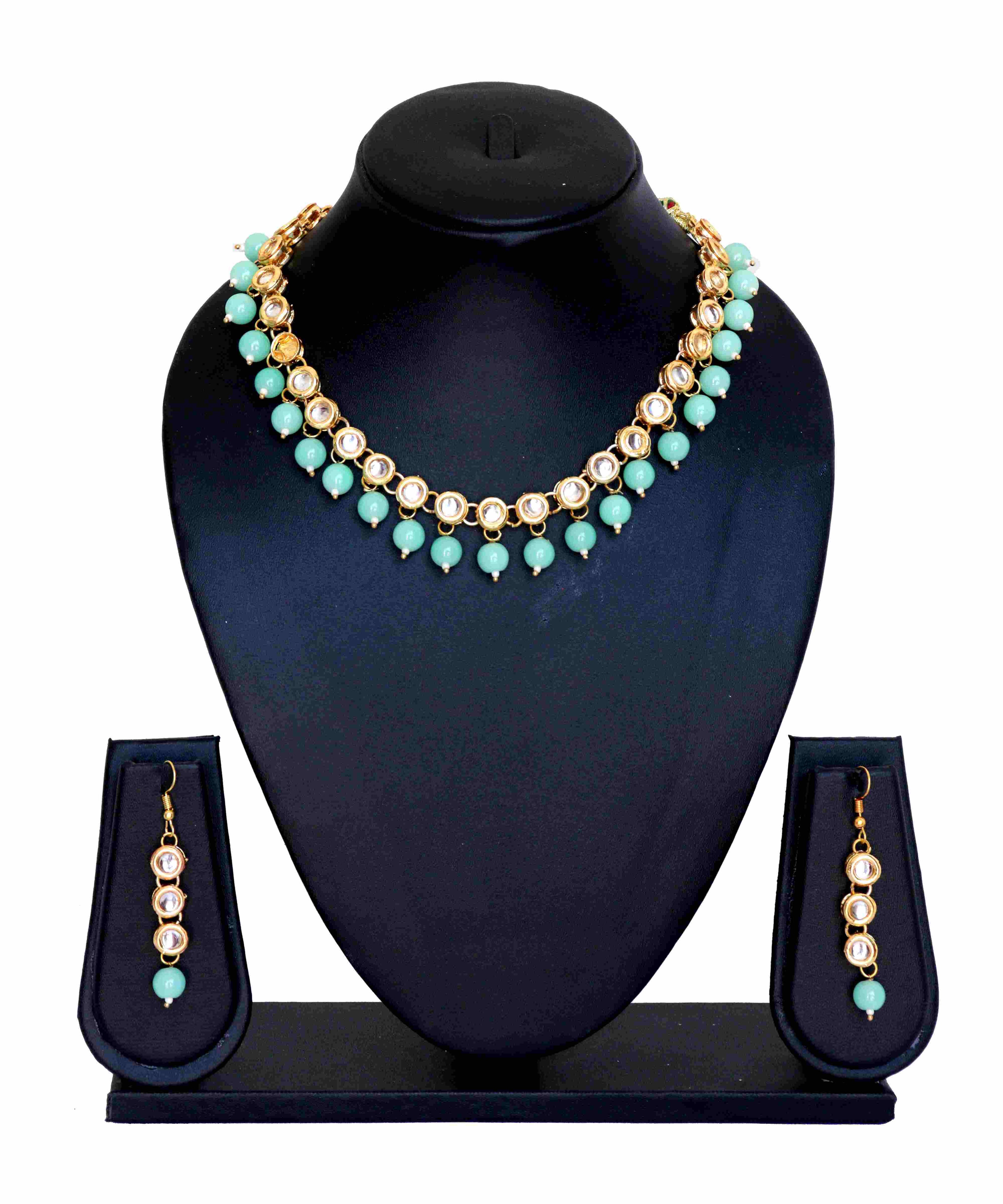 Light Green Studded Kundan Choker Set