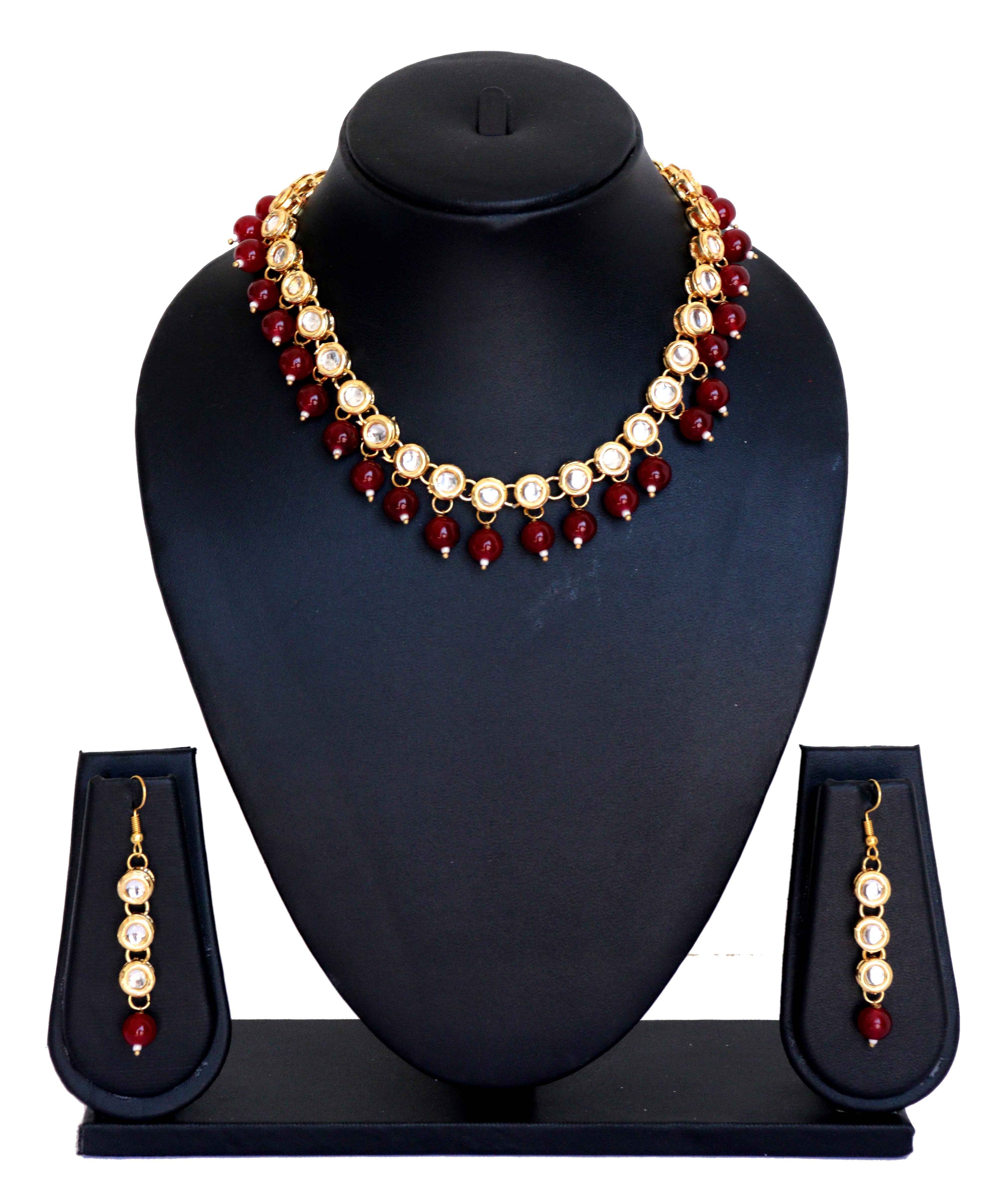 Kundan Choker Set with Red Beads