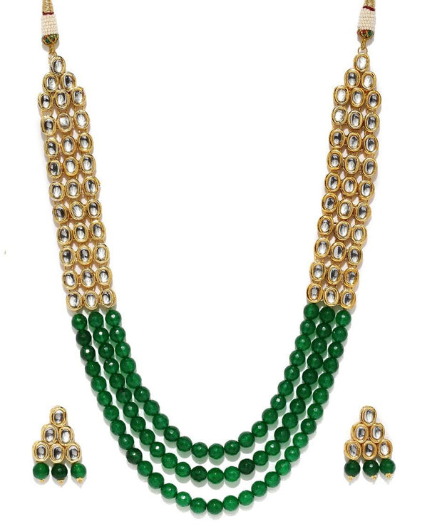 Green Pearls Kundan Necklace Set