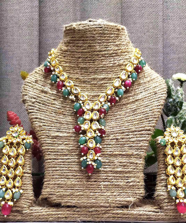 Multicolour  Kundan Necklace Set