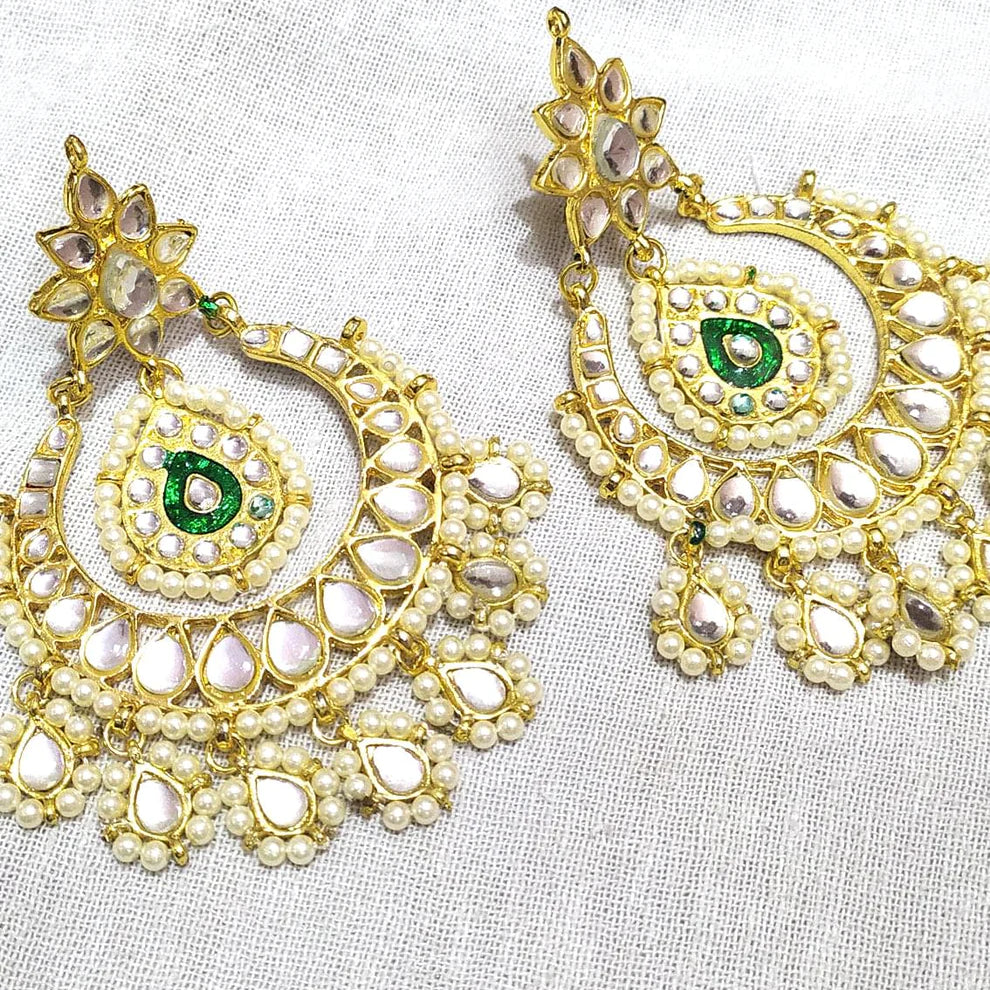 Gold Plated Pearl Kundan Earrings For Women | Indian Jewellery |