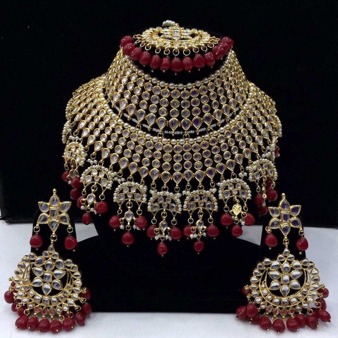 Kundan Bridal Necklace Set With Earrings & Maang Tikka