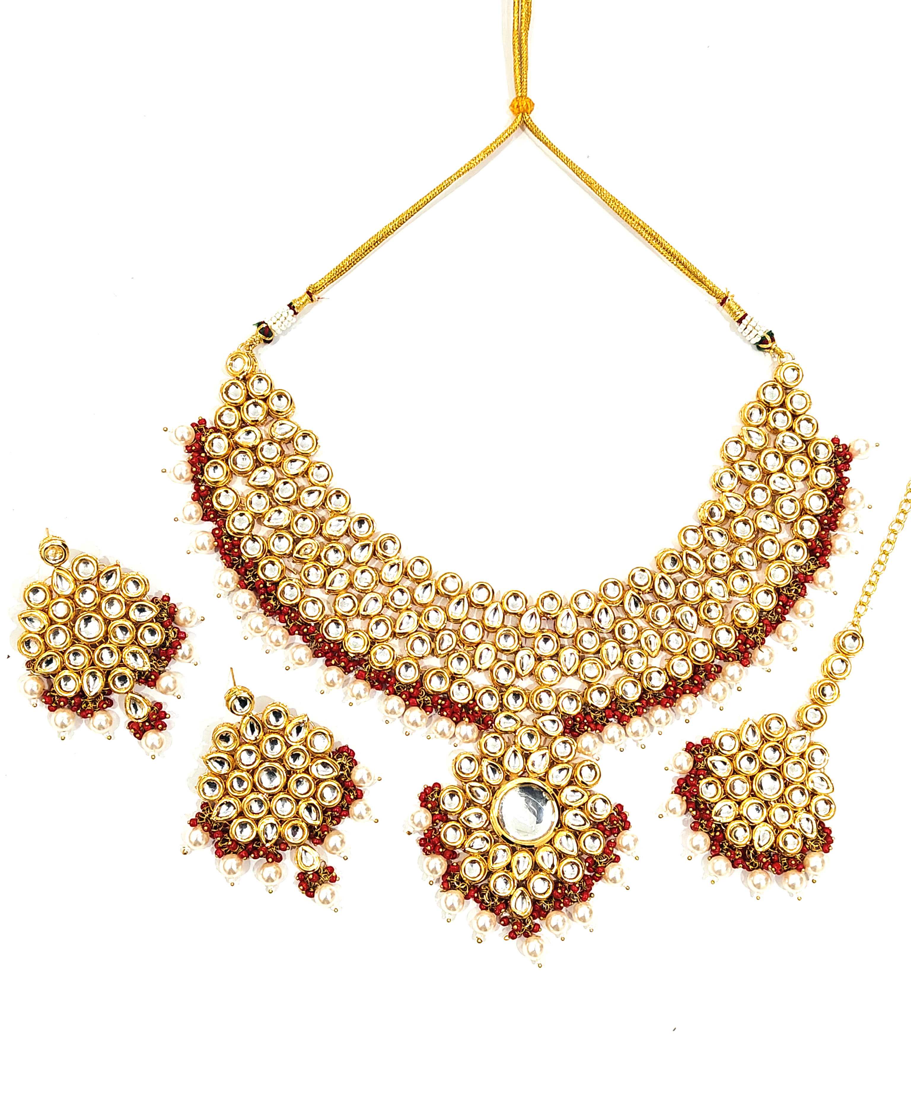 Meenakari Bridal Kundan Beaded Necklace Set